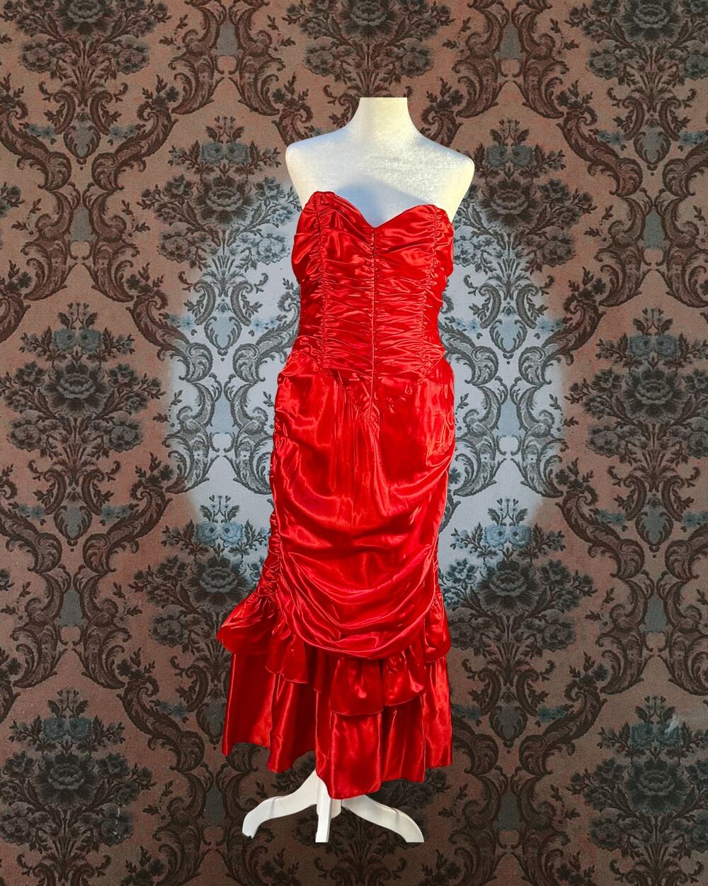 Vintage 80s Gunne Sax Jessica McClintock Red Strapless Mermaid Dress 11/13 M